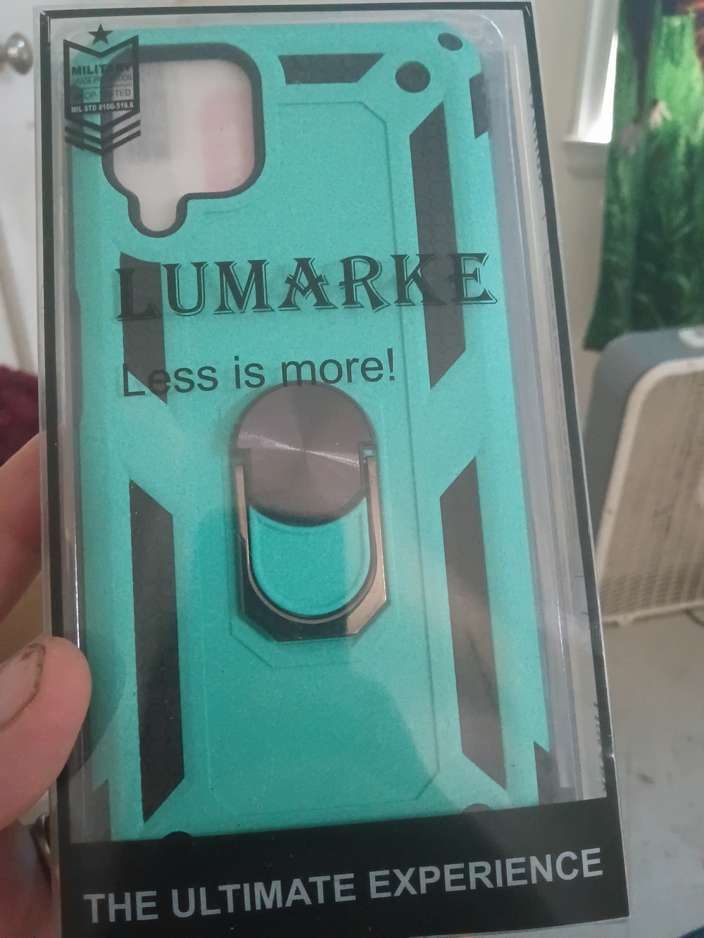 Teal Protective Phone Case with Ring Holder For Galaxy A12